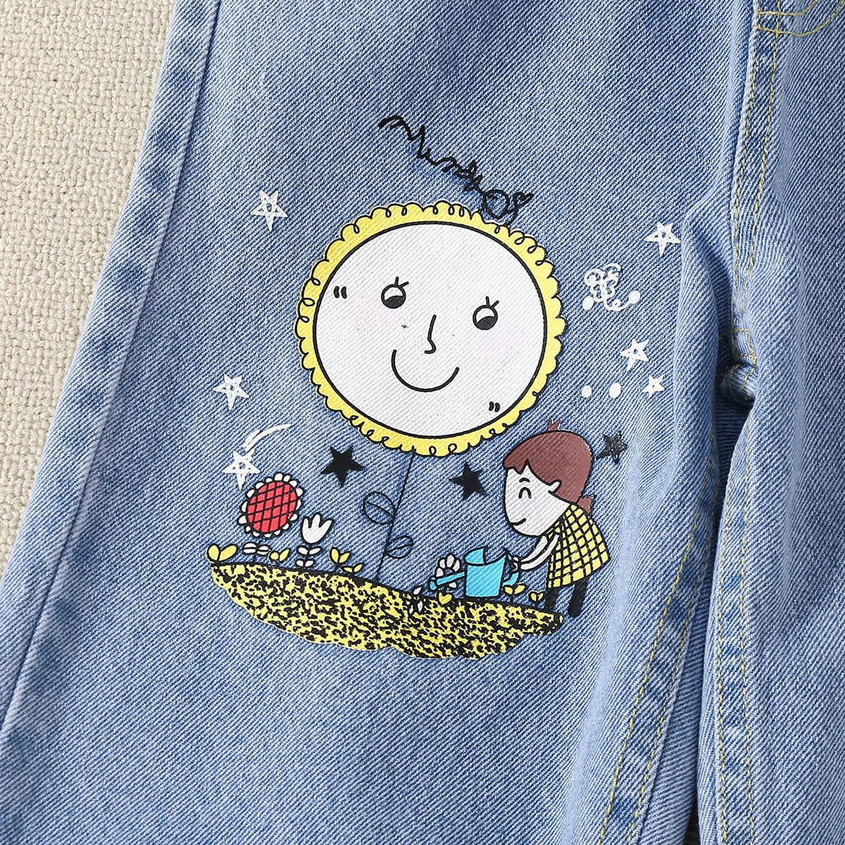 Cute Baby Kids Jeans for Girls Denim Pants Straight Spring Autumn Clothing Teenagers Children's Long Trousers 6 8 10 12 13 Years