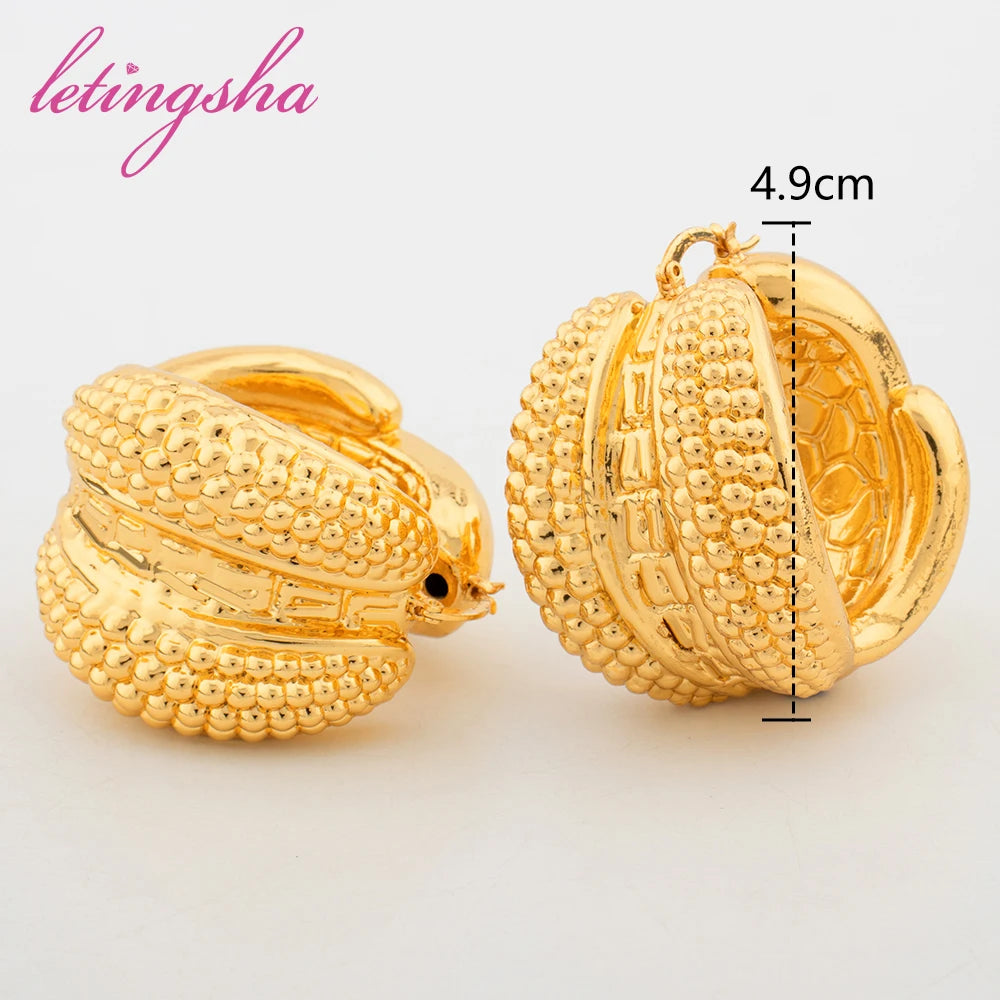 Drop Women Gold Plated Earrings Lady Fashion Brass Twist Round Earring for Girls  Hoops Chunky Small Gold Hoop Earrings