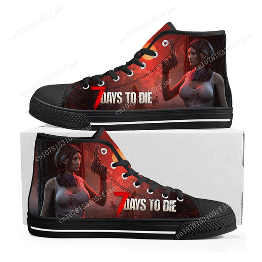 Anime Cartoon Game 7 Days To Die High Top Sneakers Mens Womens Teenager High Quality Canvas Sneaker Custom Built Couple Shoes