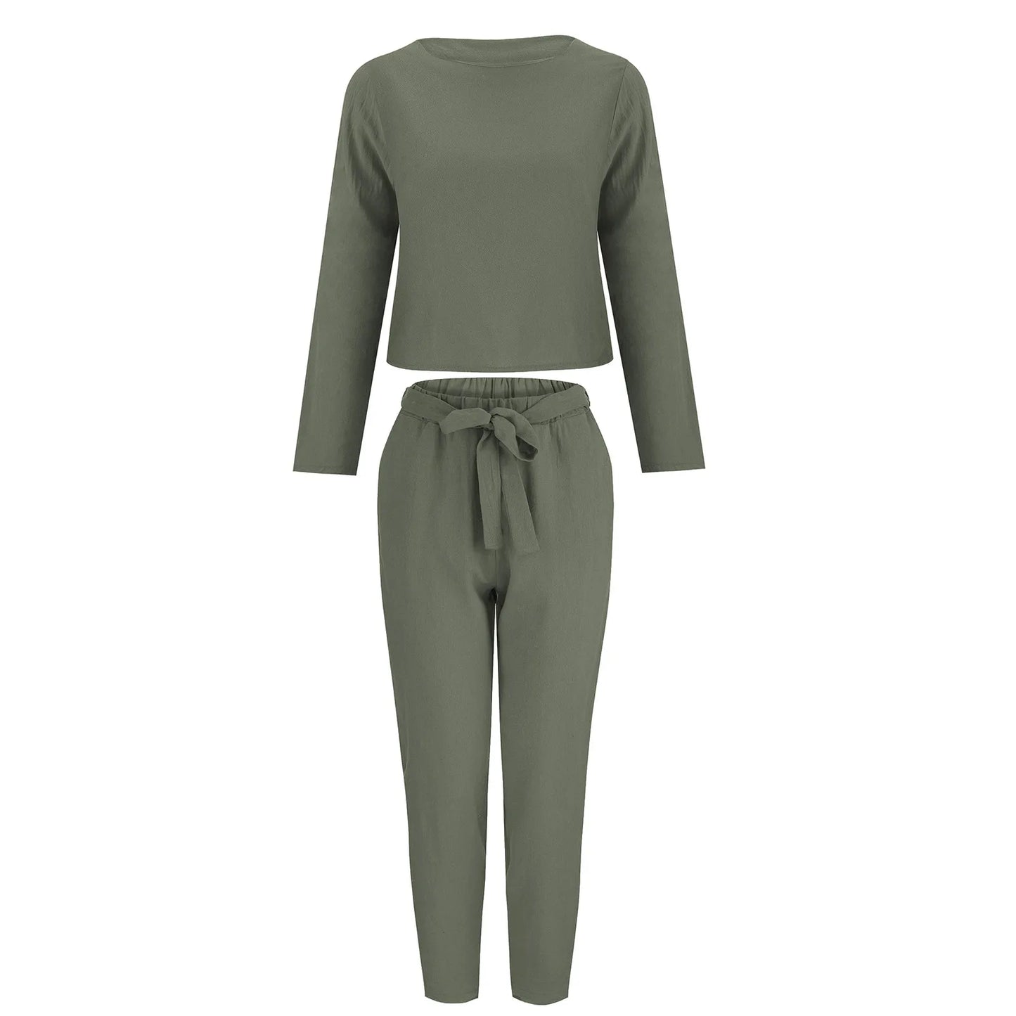 Autumn Elegant Women's Cotton 2-Piece Set Sportswear Set Long Sleeve Top Loose Pants Set Women's Casual Ladies Fashion Suits