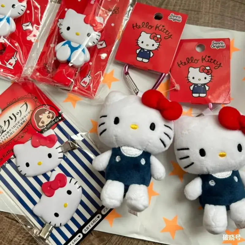 Cute Sanrio Hello Kitty Plush Doll Cartoon Schoolbag Decoration Fashion Bag Pendant Love Buckle Keychain Hook  Holiday Gifts