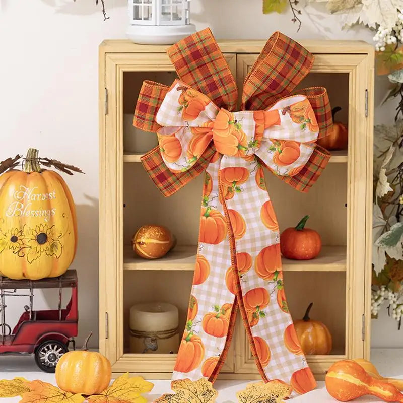 Autumn Bow For Wreath 3pcs Celebrate Fall Harvest Wreath Bows For Thanksgiving Seasonal Wreath Ornament Decor For Festive