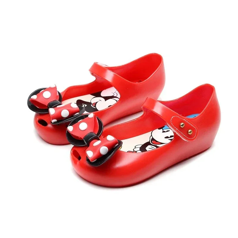 Melissa New Disney Mickey Mouse Baby Shoes Fish Mouth Bow Children's Princess Spring and Summer Sandals Toddler Casual Shoes