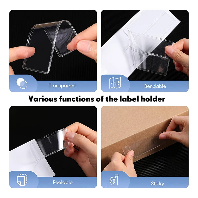 MOHAMM-Clear Adhesive Shelf Tag Pockets, Label Holders for Organizing Classify Items, Stationery, Office Supplies, 60 Pcs