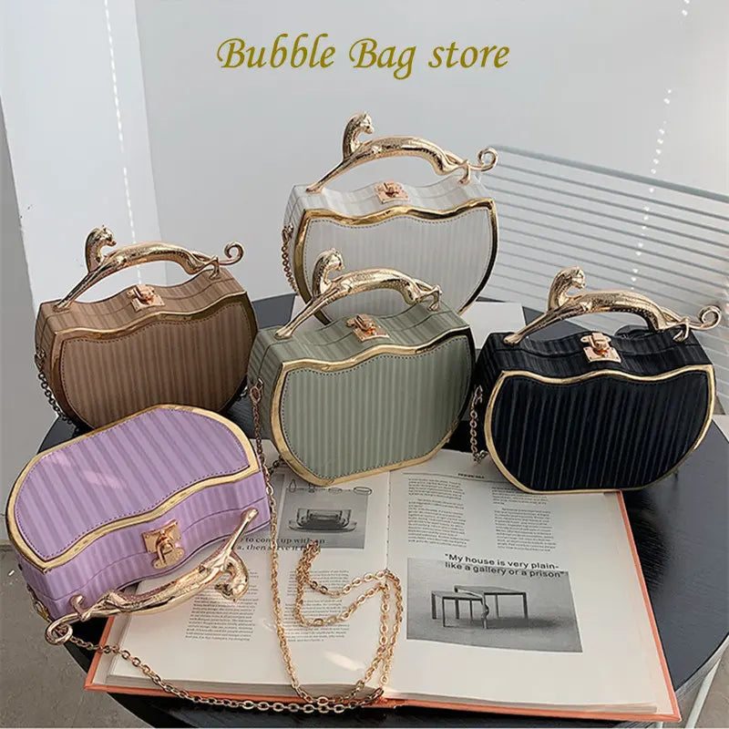 Female Luxury Designer Stripe Printed Women's Handbag Fashion Chain Crossbody Bag Box Tote 2024 Summer New Ladies Shoulder Purse