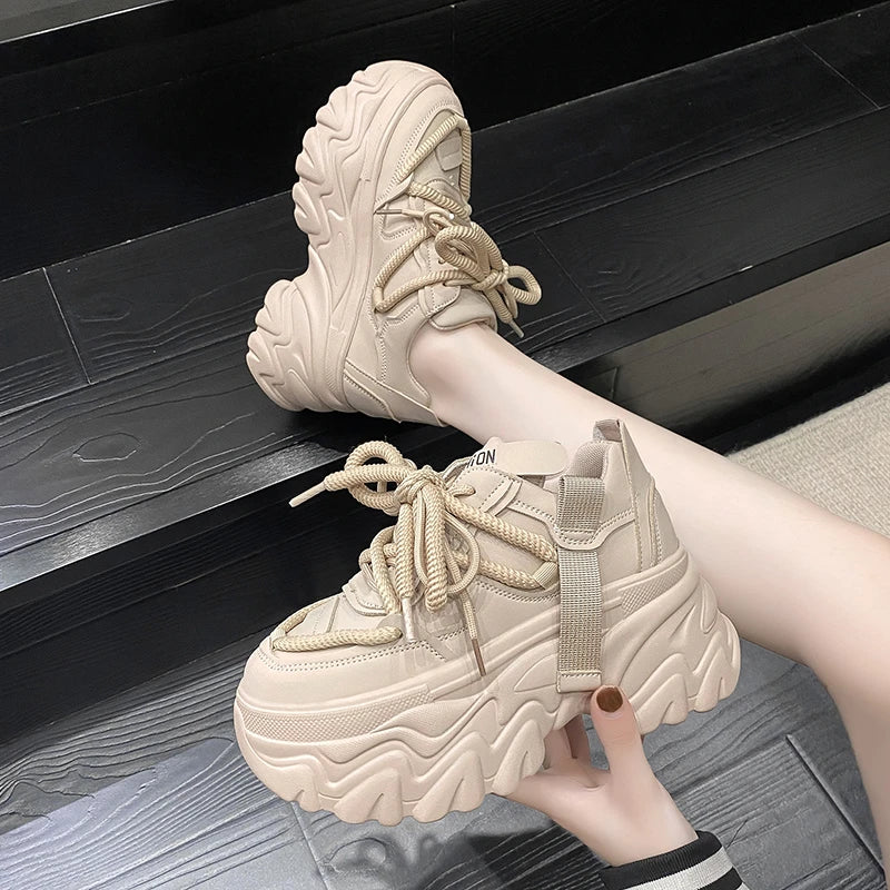 Autumn Women's Sneakers New Breathable High Platform Shoes Woman Ladies Vulcanize Casual Chunky Sneakers Zapatillas Mujer 8CM