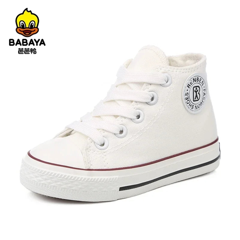 Kids Shoes for Girl High-top Children Canvas Shoes Boys Girls White Sneakers Baby Spring Casual Student Sports Shoes