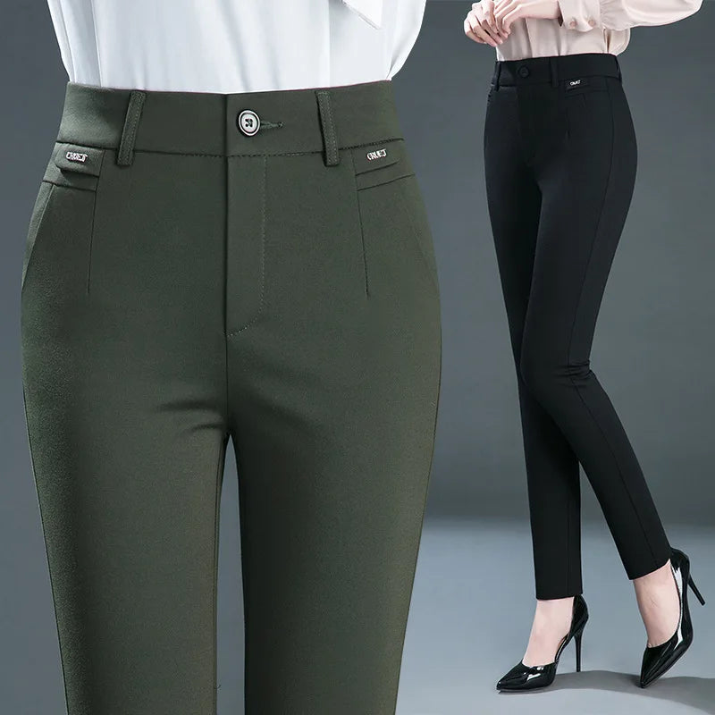 Multiple Pockets Y2k Clothes Straight Leg Pants Elegant Woman Dress Pants Women's Stretch Casual Trousers Clothing