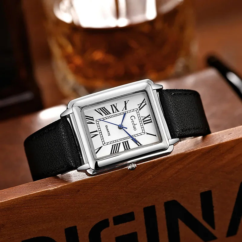 New Fashion Designer Rectangle Dial Quartz Watch for Men Strap Luxury Business Men's Leisure Watch Wristwatch Relogio Masculino