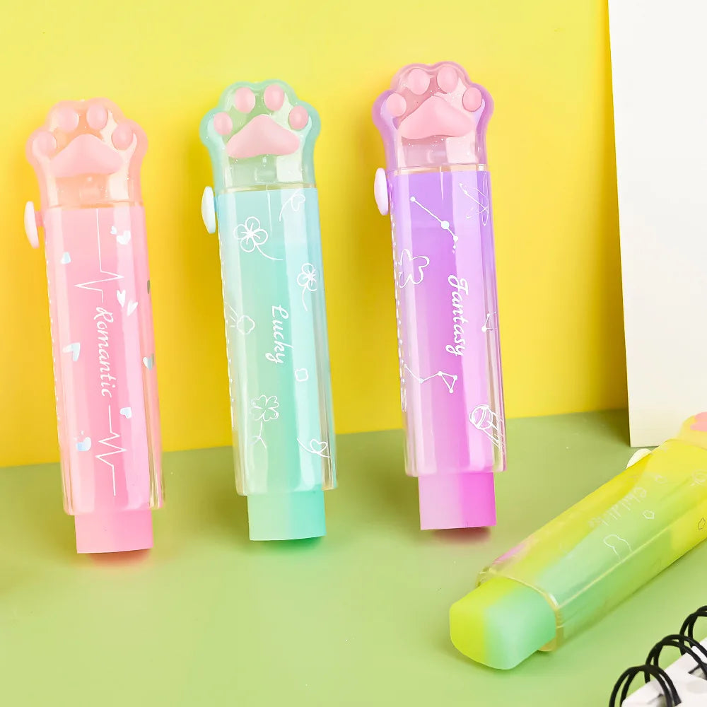 1pcs Kawaii Jelly Eraser Pencil Cute Push-pull Pen Shape Rubber Korean Stationery Cute School Supplies Pencil Eraser for Kids