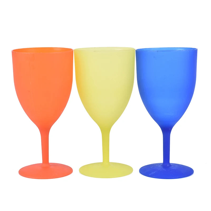 6Pcs/Set High Quality Plastic Wine Glass Goblet Cocktail Champagne Cups Colorful Frosted Glass For Party Picnic Bar Drinks Cups