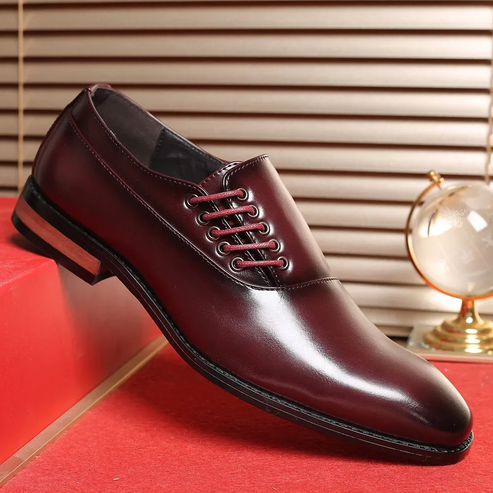 Men's Casual Business Shoes Microfiber Leather Square Toe Lace-up Mens Dress Office Flats Men Fashion Wedding Party Oxfords2024