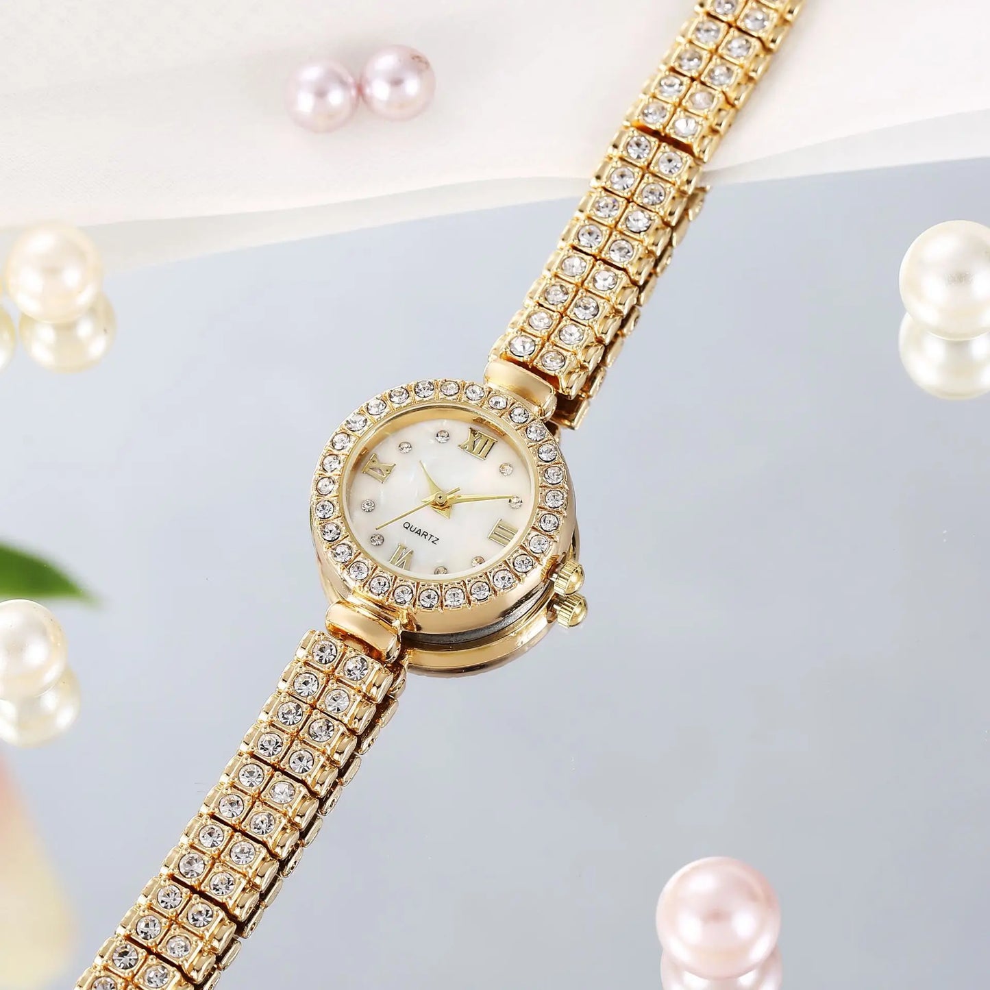 UTHAI W47 Fashion Light Luxury Temperament Women's Watch Round Diamond Clock Ladies  Jewelry Versatile Wristwatch