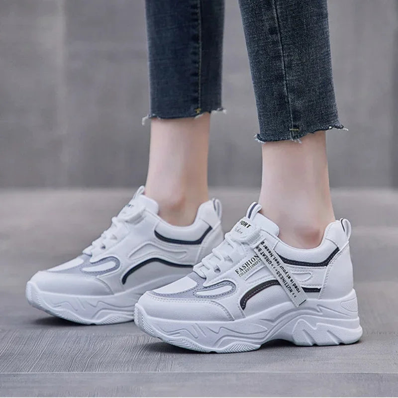 Inner Height Sneakers Women White Shoes Sports Casual Running Trainers Ladies Hidden Heel Athletic Shoe Zapatillas De Deporte