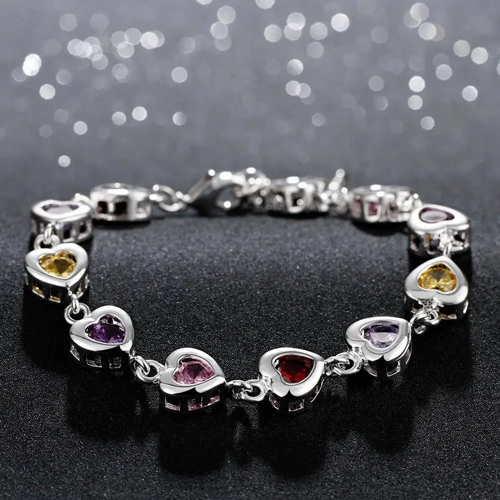 Fine 925 Sterling silver elegant charm Bracelets beautiful crystal Jewelry fashion for women wedding lady cute TRENDY