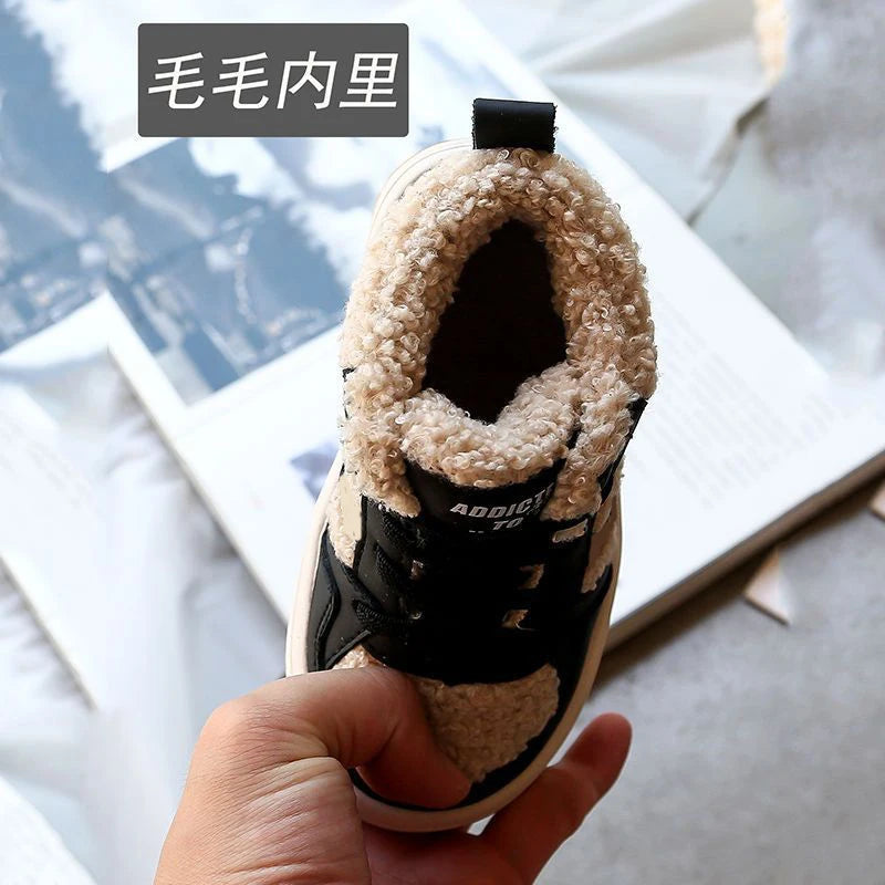 Children Casual Shoes Autumn Winter Snow Boots Boys Shoes Fashion Leather Soft Antislip Girls Boots 21-30 Sport Running Shoes