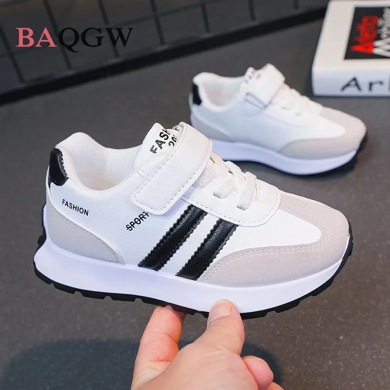 Children Leather Patchwork Sneakers 2023 Spring Autumn New Baby Soft Bottom Casual Shoes School Sports Sneakers for Boys Girls