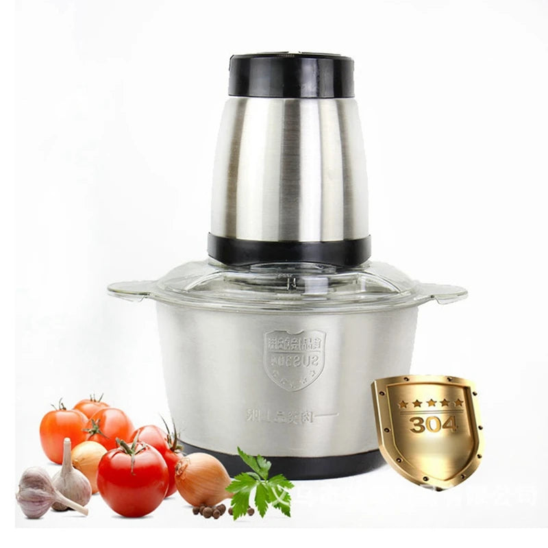 Top Sale Food Chopper Stainless Steel 2L Electrical Food Processor Meat Grinder Blender Mixer Machine Kitchen Appliances,EU Plug