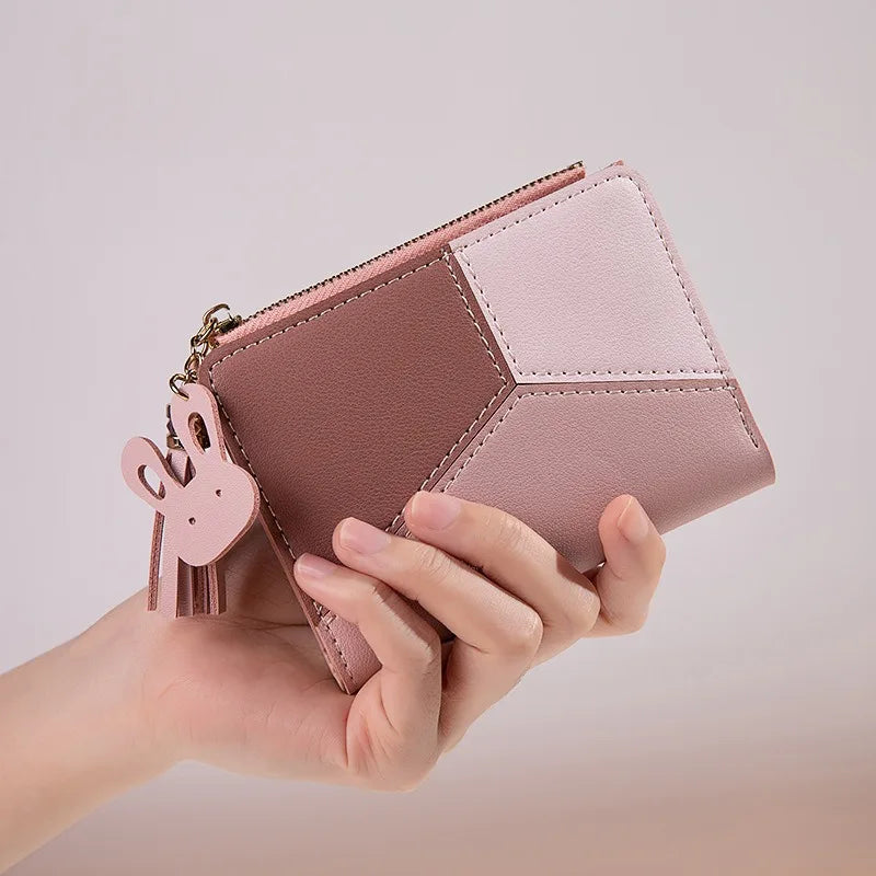 Women Fashion Short Wallet Coin Purse for Women Card Holder Small Ladies PU Leather Wallet Female Two-fold Hasp Mini Cute Clutch