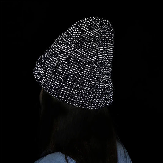 TOHUIYAN Reflective Knitted Hats for Women Fall Winter Skullies Beanies Fashion Ladies Bonnet Warm Caps Branded Gorros Men Hat