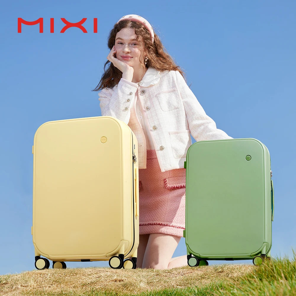 Mixi Patent Design Travel Luggage Women Men Suitcase On Wheels Spinner Trolley Case Bag 18" Carry On 20" 24" Check In 100% PC