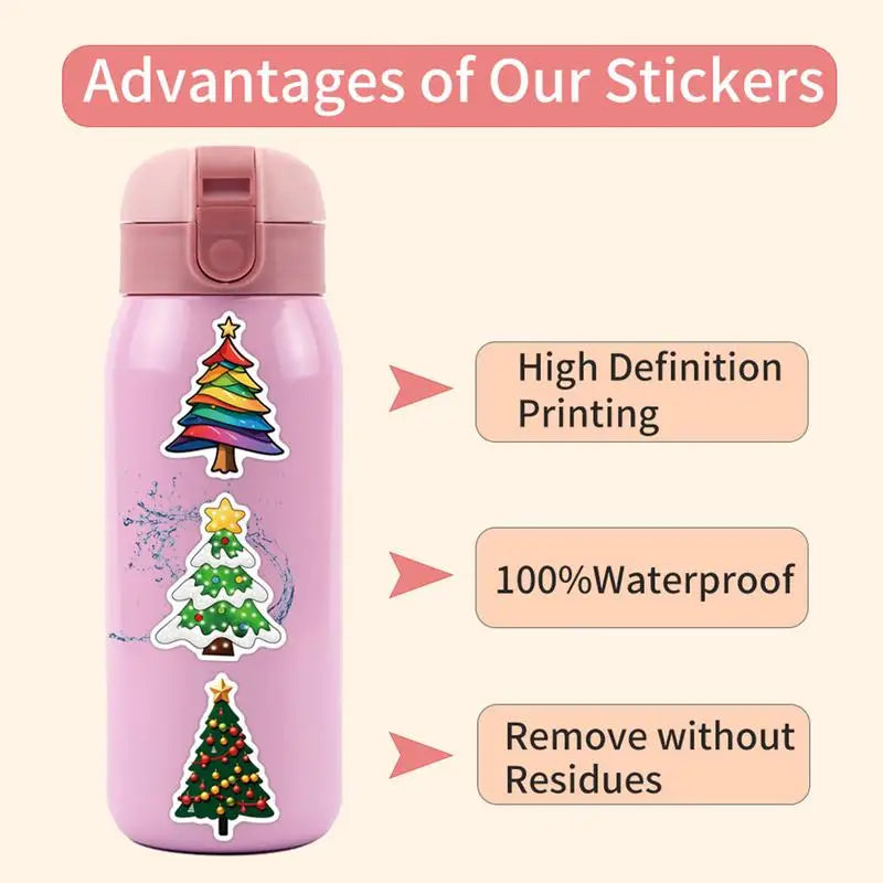 Christmas Stickers For Kids Christmas Stickers Wall Decor 55X Holiday Stickers Waterproof Cartoon Stickers Home Decor For