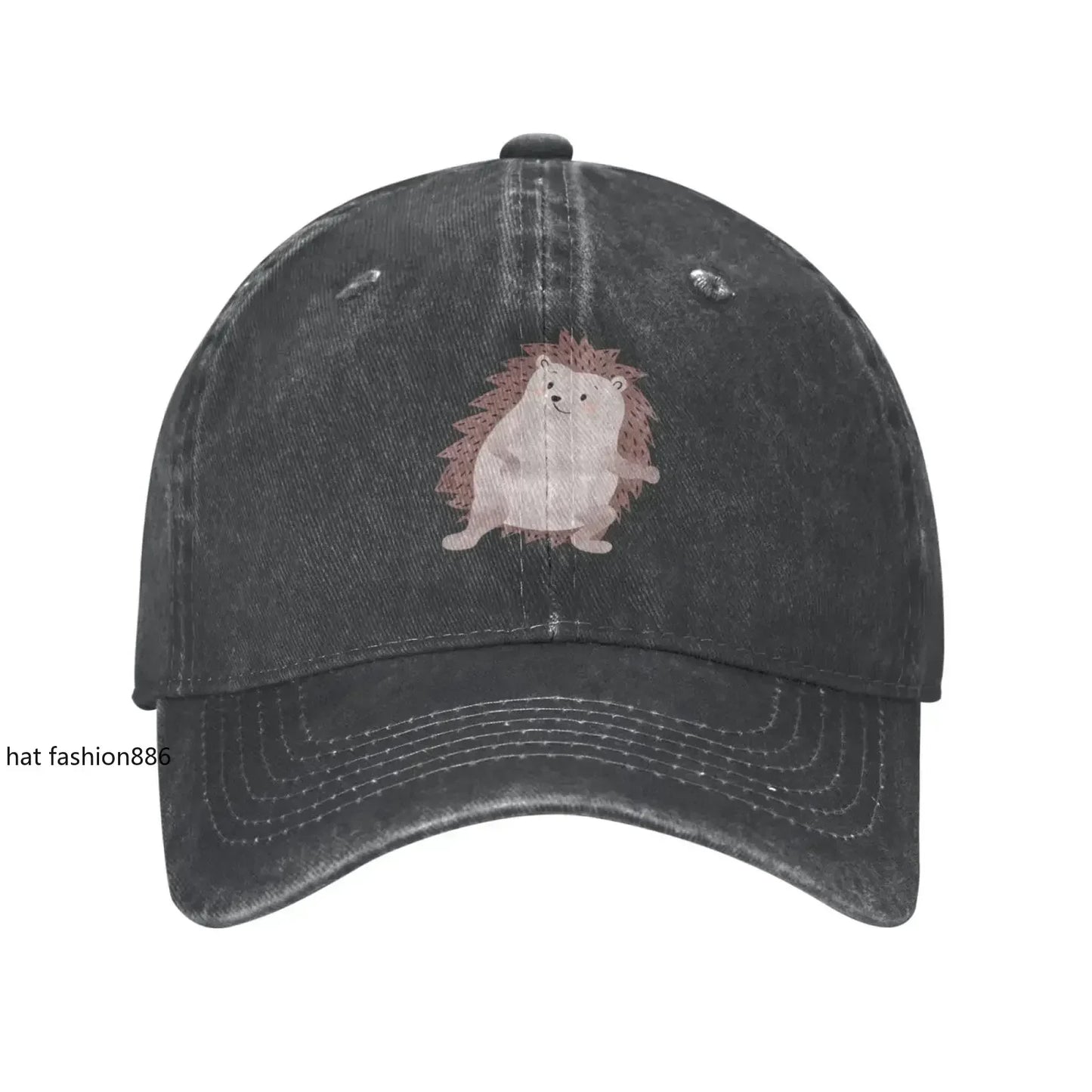 Cute Hedgehog Adjustable Washed Denim Cotton Low Profile Men‘s Dad Trucker Hat Fitted Baseball Ball Cap for Men Unisex Headwear