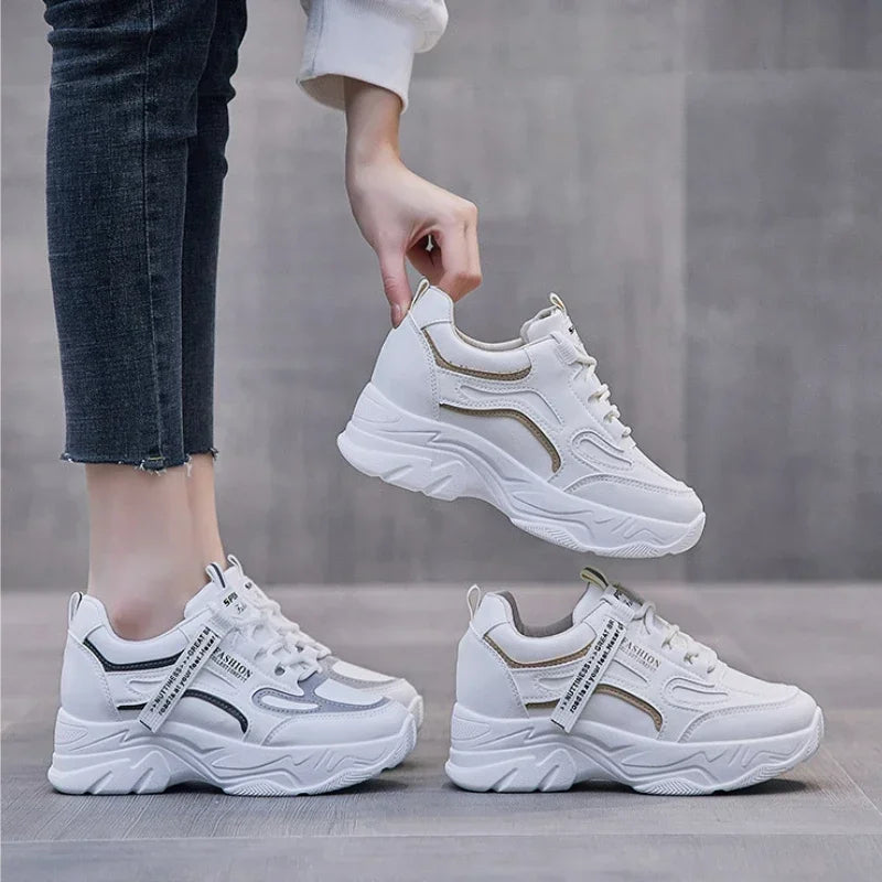 Inner Height Sneakers Women White Shoes Sports Casual Running Trainers Ladies Hidden Heel Athletic Shoe Zapatillas De Deporte