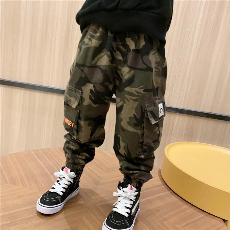 Children's Camouflage Cargo Pants Spring and Autumn 2023 New Boy Baby Loose Casual Sports Pants Winter thickened Kids Trousers