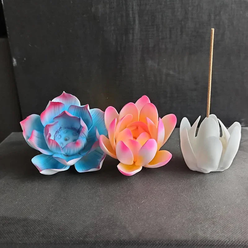 Y White Lotus Incense Burner Ceramic Handmade Stick Incense Holder Sandalwood Incense Base Buddhist Supplies Home Decoration