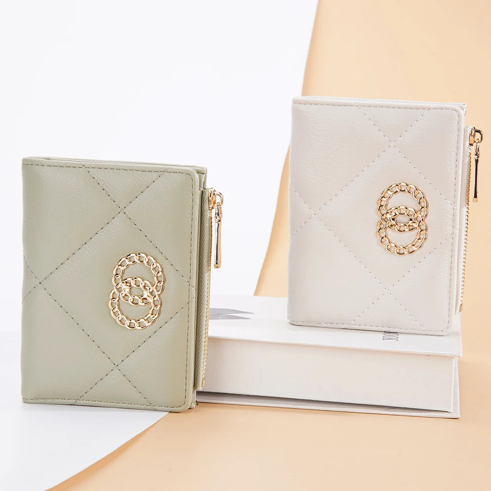 Bifold Short Women Wallet Red Leather Slim Purse Hasp Small Wallet Zipper Coin Purses Ladies Card Holder White Wallets for Women