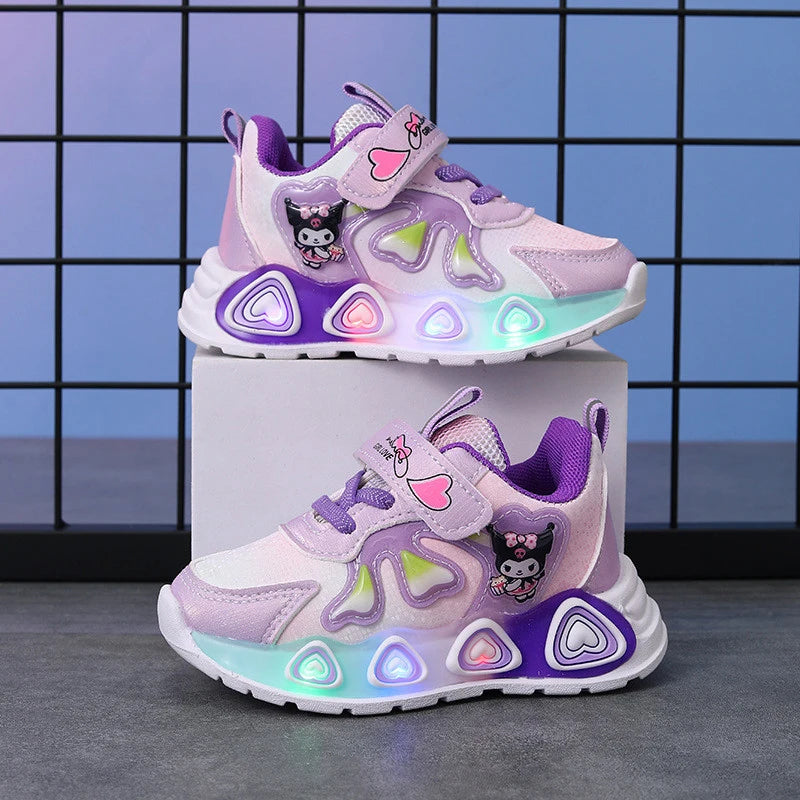 Sanrio GirlsBoys Mesh Breathable Sport Shoes Summer New LED Children's Sneakers Kids Casual Shoes Light Shoes