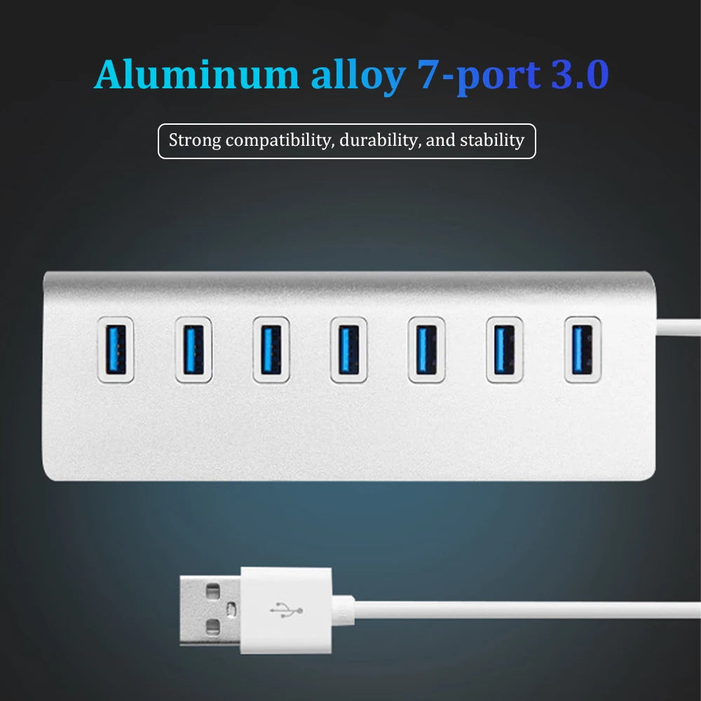 USB 3.0 HUB 7Ports Aluminum High Speed Splitter OTG Adapter USB C Docking Station Multiple Port for MacBook Computer Accessories