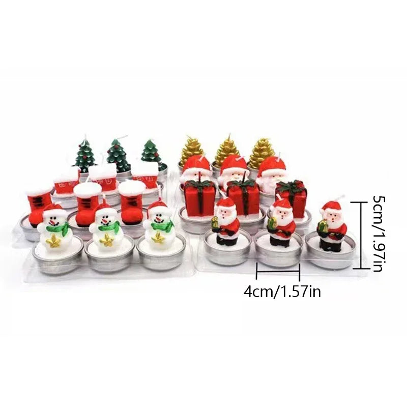 Cute Cartoon Christmas Candle Set 3 Candles Creative Christmas Holiday Home Dinner Atmosphere Decoration Friends Party Gift