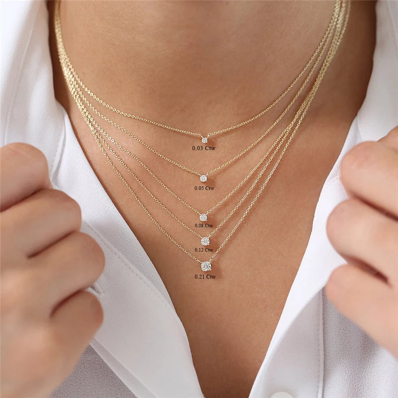 CANNER Simple Single Zircon Collarbone Chain S925 Sterling Silver Temperament Fashion Short Model Necklace Accessories Lady Gift