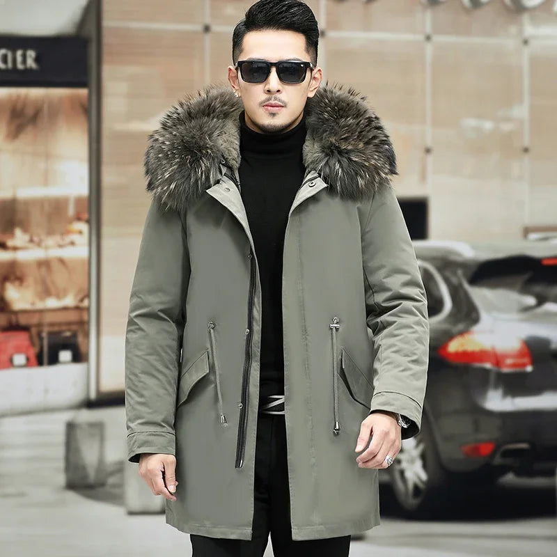 Fashion Winter Jacket Men Clothing Clothes Men’s Parkas Long 2021 New Hooded Fox Fur Liner Fur Coat Men Fur Jacket for Men Tide