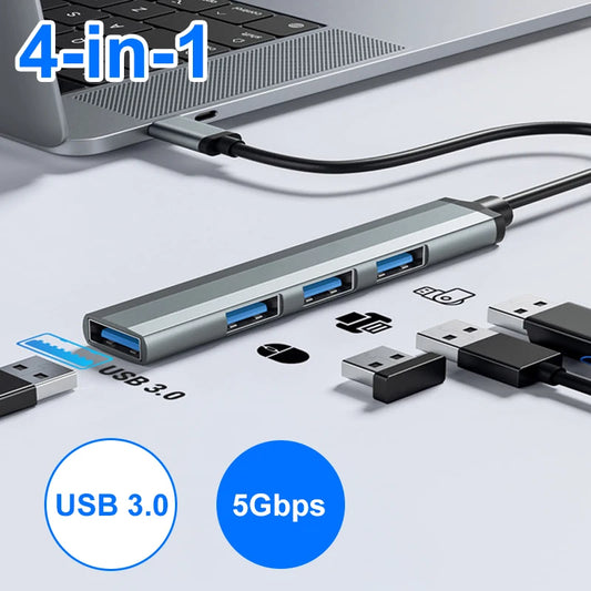 4-in-1 USB 3.0 HUB USB Hubs Docking Stations Type C 3.1 Multi USB Splitter OTG Adapter For PC Computer Accessories Macbook Pro