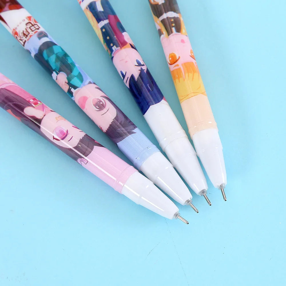 4/8/12PCS Demon Slayer  Neutral Pen Student Quick Dry 0.5 Black Ink Blue Ink School Supplies Office Stationery Gift