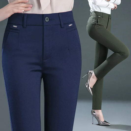 Multiple Pockets Y2k Clothes Straight Leg Pants Elegant Woman Dress Pants Women's Stretch Casual Trousers Clothing