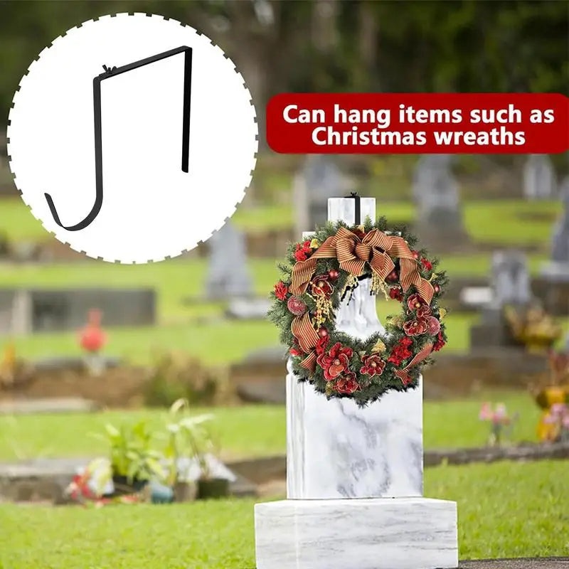 Wreath Stand Metal Cemetery Wreath Stand Fall Halloween Memorial Day Decor Hook 6-11inch Over Door Hanger Flower Holder For