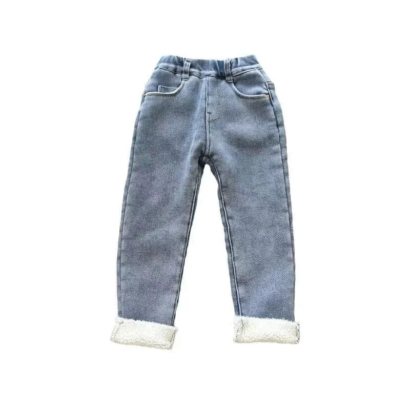 Velvet Winter Warm Pants Jeans for Girls Fall Trousers Outerwear Clothes Teenagers Kids Children's Clothing Boy Jeans