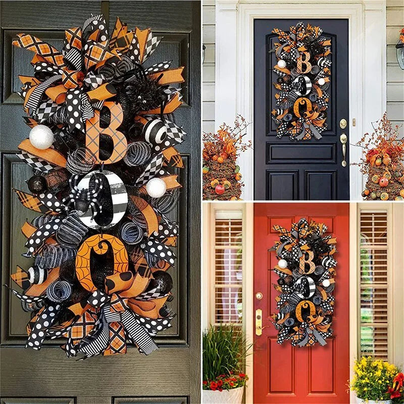 2023 Halloween Swag Wreath Fall Wreath Front Door Hanging Ornament For Halloween Holiday Home Yard Decoration