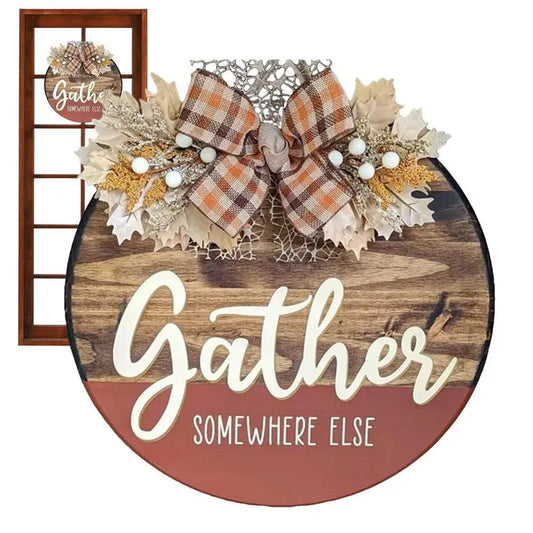 Round Wood Door Wreaths Wooden Fall Welcome Sign Decor Front Door Sign With Waterproof Coating For Window Home Front Door