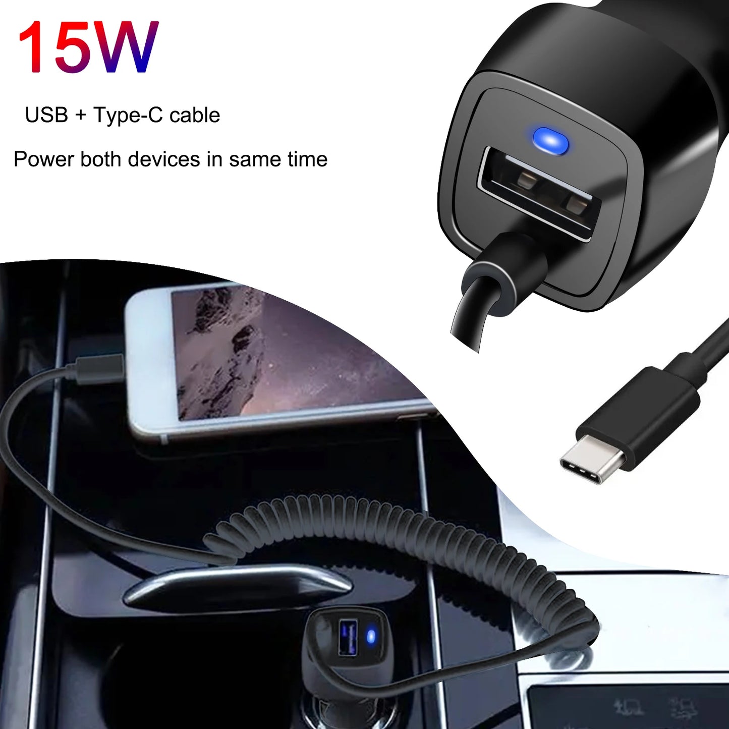Car Charger Car USB Quick Charger 3.0 Car Charging Mobile Phone Type C Fast Cable Charger For Samsung Xiaomi Huawei iPhone