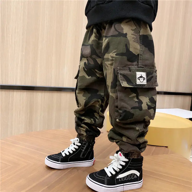 Children's Camouflage Cargo Pants Spring and Autumn 2023 New Boy Baby Loose Casual Sports Pants Winter thickened Kids Trousers