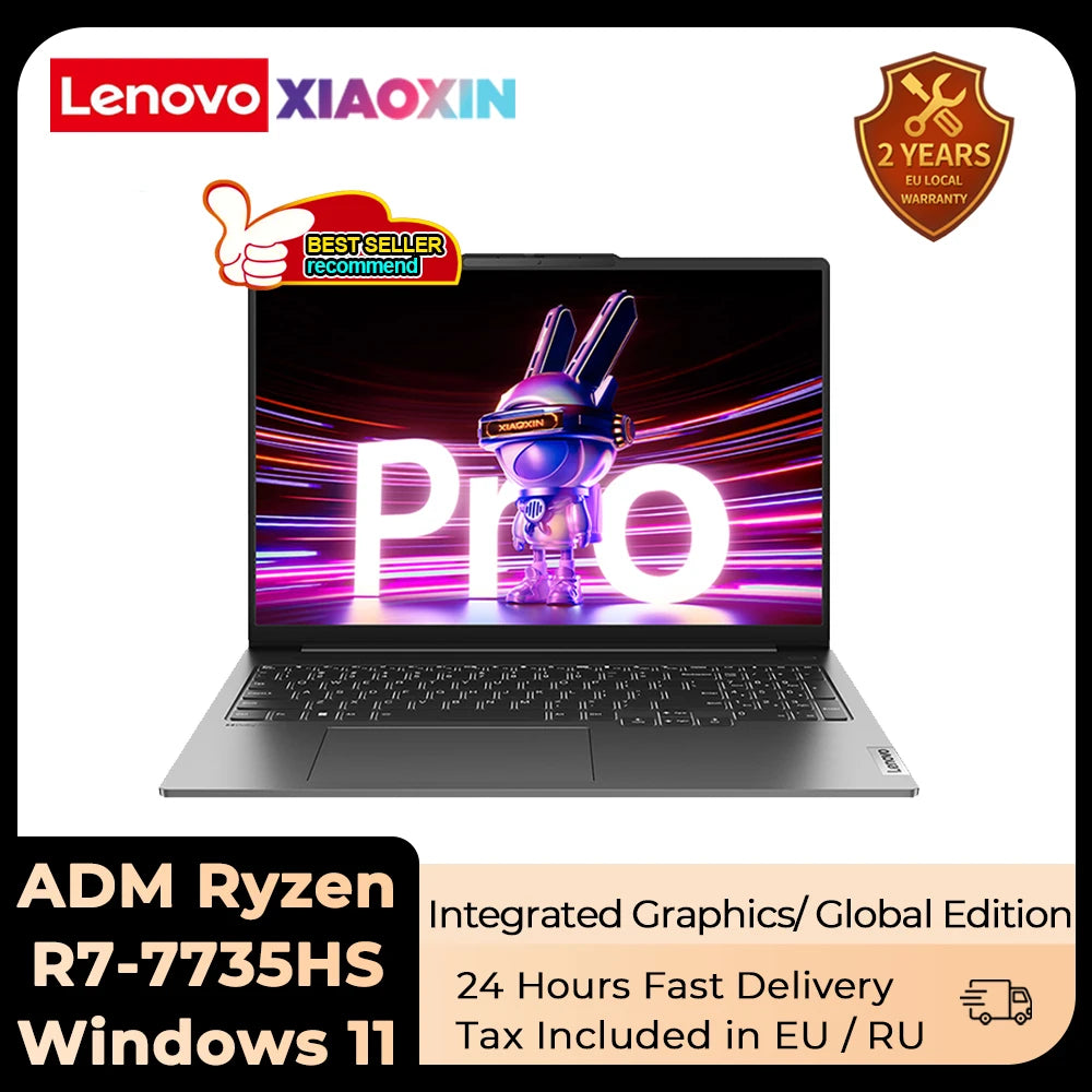 Lenovo Xiaoxin Pro 16 Laptop AMD R7 7735HS Ryzen Notebook 16G/32G RAM 1T/2T SSD 16-inch 2.5K 120Hz Backlit Keyboard Computer New