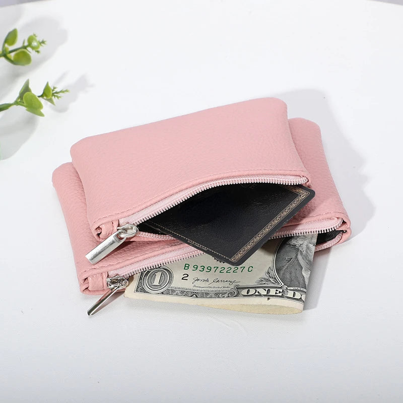 Purse Ladies New Solid Color Double Detachable Coin Purse PU Leather Card Coin Key Storage Bag Wholesale