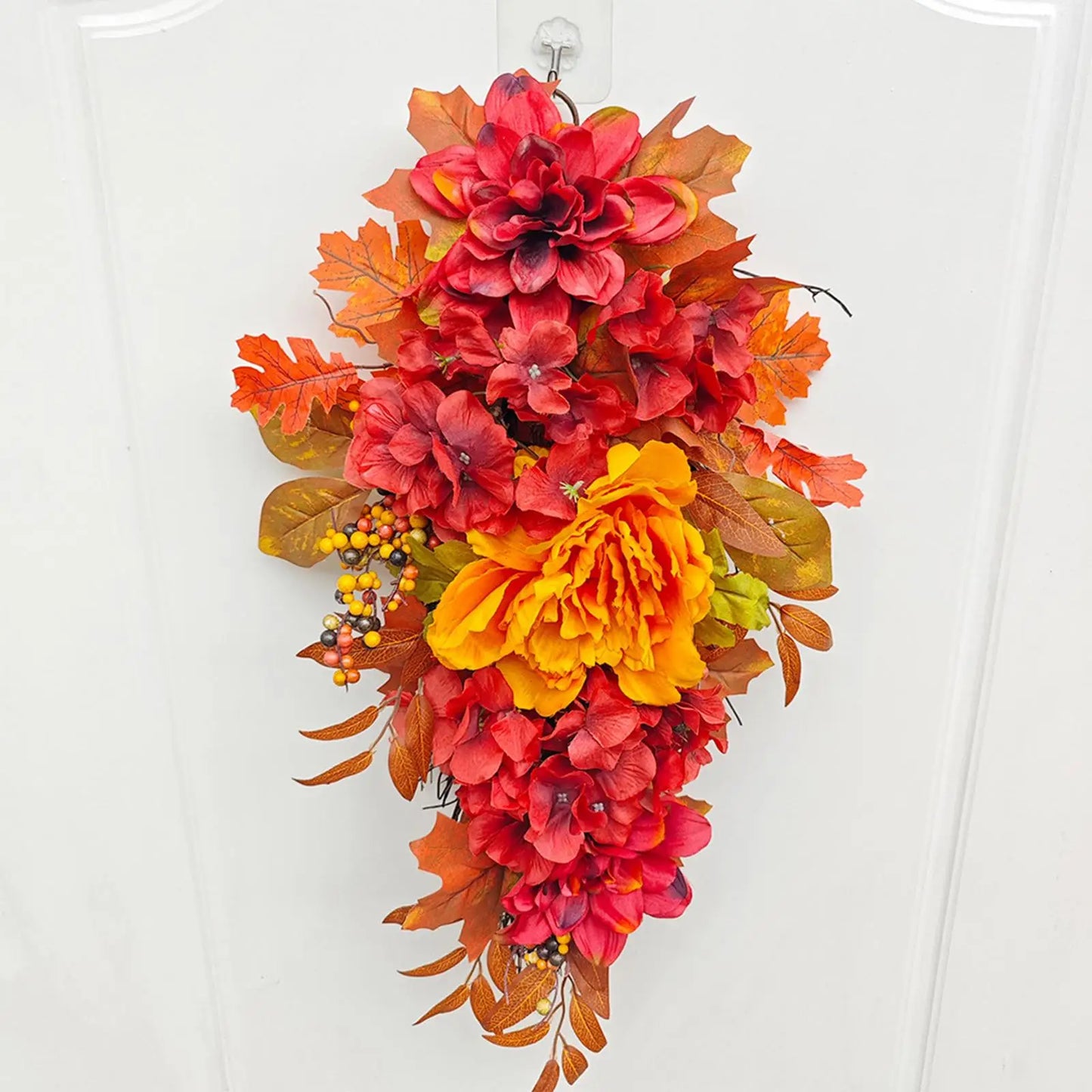 Artificial Fall Flower Wreath Hanger Wall Decor for Farmhouse Outdoor