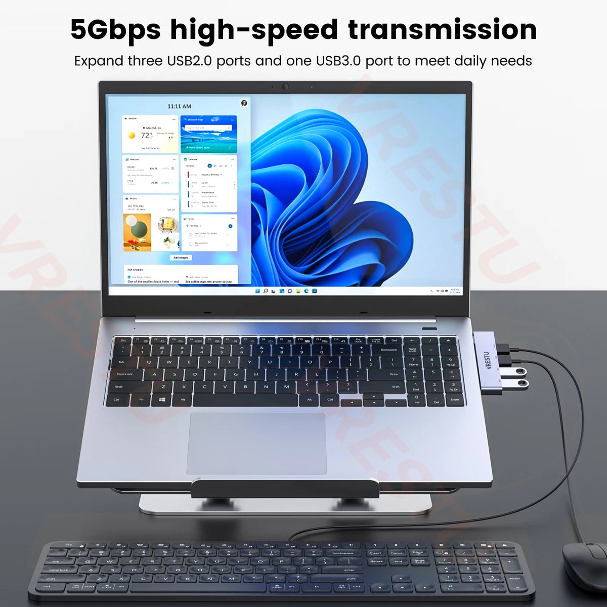 4 Port USB HUB USB 3.0 Multi Expander Hab USBA Splitter Power Adapter 5Gbps High Speed OTG Expansion for PC Computer Accessories