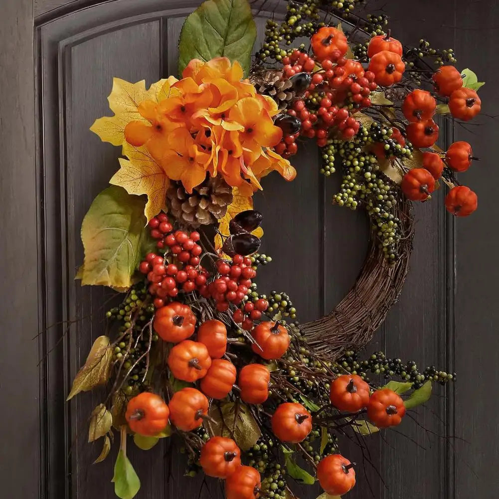 Fall Wreath Vibrant Fall Wreath Vibrant Fall Harvest Wreath Mini Pumpkins Berries Ornamental Decor for Front Door Home